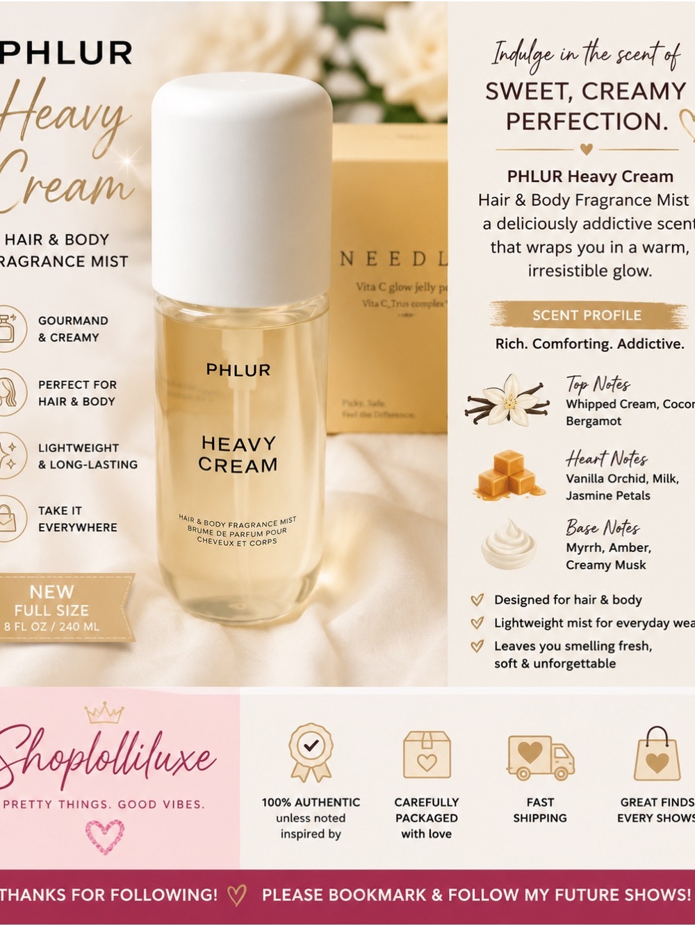 PHLUR Heavy Cream Hair & Body Mist — Cream